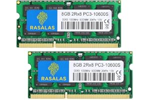 Rasalas PC3-10600 16GB Kit (2 x 8 GB) DDR3 1333 MHz SODIMM 2Rx8 Dual Rank 1,5 V CL9 204-Pin Non-ECC Unbuffered Notebook Laptop Arbeitsspeicher