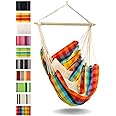 AMAZONAS Großer Hängesessel handgefertigt in Brasilien Brasil Rainbow mit Querstab aus FSC Buchenholz 110 cm bis 150 kg buntk