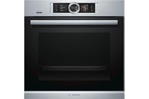 Bosch HRG6769S6 Serie 8 Smarter Einbau-Backofen mit Dampfunterstützung, 60 x 60 cm, Made in Germany, Pyrolyse Selbstreinigung, Bosch Assist Backeinstellung auf Knopfdruck, PerfectBake Backsensor