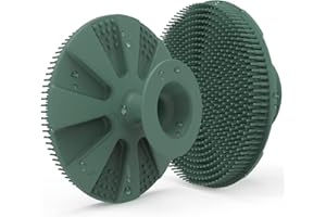 BEAUTAIL Silicone Body Scrubber Shower Bath Cleansing Brush Gentle Exfoliating Scrub Loofah for Women Men Baby Sensitive Skin, Easy to Clean, Lathers Well, More Hygienic, 1 Pack, Olive Green