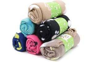 tifee 6 Pieces Pet Blanket Cushion Dog Cat Soft Warm Blankets Puppy Washable Sleep Mat Pad Bed Cover With Paw Print(60 x 70cm/23.6 x 27.6 inch, Multicolor)