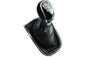 Newtown2700-parts Pommeau de levier de vitesse avec coutures noires et cadre chromé 6 vitesses compatible avec Opel Astra J 2009-2015