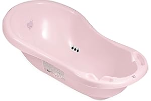 Hylat Baby Bagnetto per Neonati e Bambini Fino a 12 Mesi, Con Tappo E Tappetino Antiscivolo, in Plastica Senza Bpa, Lunghezza: 84 Cm (Rosa)(1 Pezzo)