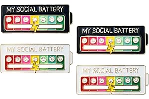 QIANEFFORT 4Pcs Social Battery Pin,My Social Battery Badage,Social Battery Badge for 7 Days Mood,Cute Pins,My Social Battery Badge Allow You to Silently Indicate Your Mood