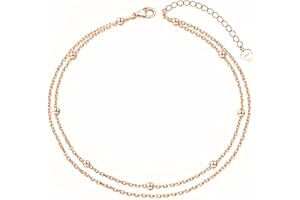 Cangall Silver Anklets for Women, 925 Sterling Silver Ankle Bracelet, Adjustable Beach Barefoot Foot Chain, Summer Holiday Silver Ankle Chain, Classic Women's Silver Simple Ankle Jewellery for Girls