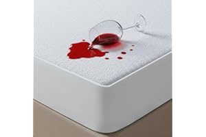 Aaf Textiles Waterproof Mattress Protector Double – Soft Terry Cotton Non-Crinkly Cover for Comfort, Extra Deep Pocket Fitted Breathable Mattress Protector, Shield from Spills, Allergen & Dust White