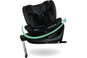 My Babiie MBCS400 360° Spin R129 Baby Car Seat – Support Leg, ISOFIX, Birth to 12yrs (40-150cm), i-Size, ERF, Group 0+/1/2/3, Rotating 360 Swivel - Black