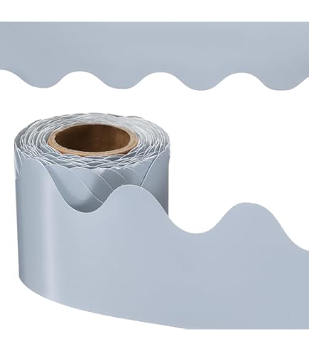 PATIKIL Pinwand-Bordüre 12,5 Meter - Wellenrand Dekoration Für Klassenzimmer & Büro In Morandi Hellgrau