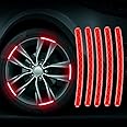 9UP™ Car Wheel Radium Sticker, Car & Bike Wheel Decoration Reflective Sticker, Car Tire Rim Safety Warning Sticker Car Wheels General Reflective Stickers Tire Exterior (Red, 1)