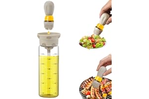 TINMIX 300 ml Ölspender mit Silikonbürste für BBQ 2 in 1 Olivenölspender, Flasche für Küche Kochen Backen Gebäck Salat Grau