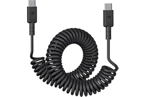 dé Kabel spiralny, kabel USB-C na USB-C, 1,8 m, 60 W i kompatybilny z Android Auto, do Samsung S23/22/21/21, Note20/10, MacBook Air/Pro, iPad Pro, Switch, Google Pixel i inne urządzenia typu C