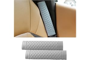 CGEAMDY 2 Stück Auto Sicherheitsgurtpolster, Fortschrittliches PU Leder Sicherheitsgurtbezug Schulterschoner Polster, Komfort Auto Gurtschutz für Erwachsene (Grau)