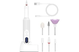 SETONIA Electric Nail Drill,Professional Electric Nail File with 6 Nail Drill Bits for Acrylic Gel Nails and Manicure Pedicure Tools (White)
