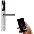 Simpled Double-Side Weatherproof Smart Lock Touch, 7-in-1, Fingerprint Keyless Security Entry Door Lock, Bluetooth Electronic Deadbolt, Smartphone Access- Designed for The UK Weather, Silver