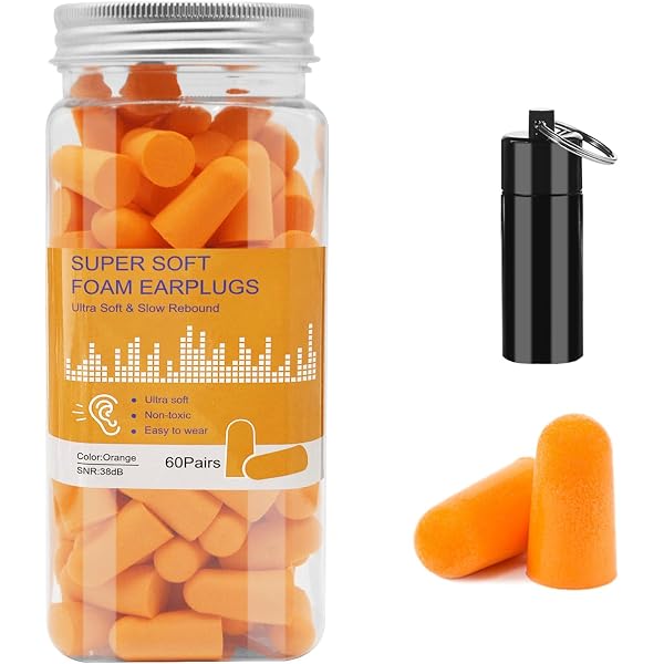 Mack's Hi Viz Soft Foam Earplugs, 7 Pair With Travel Case - Most Visible Color, Easy Compliance Checks, 32dB High NRR - Comfortable, Safe Ear Plugs For Shop Work, Industrial Use And