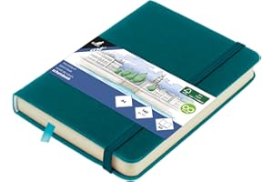 Carnet de croquis Kangaro A6 Turquoise foncé PU Couverture rigide 80 feuilles 140 g Papier crème avec élastique et ruban