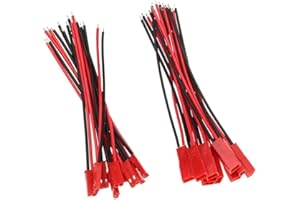LINSYRC 10 paia di Cavo Connettore Maschio Femmina JST 2 pin con Filo in Silicone 10CM 22AWG