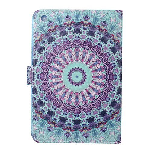 iPad Mini Schutzhülle Leder, iPad Mini2 Hülle, iPad Mini 3 Bumper Hülle, Moon mood® Ledertasche für Apple iPad Mini 1/iPad Mini 2/iPad Mini 3 7.9 Zoll, PU Leder Cover Hülle Folio Handyhülle Gemalt Muster Premium Bumper Tasche Backcover Handytasche Stand Etui im BookStyle Tasche mit Totem Mandala Entwurf Standfunktion Halter Kreditkarte Slots und Magnetverschluss Cover mit Weich TPU Innere Etui für iPad Mini 2 (nicht für iPad Mini 4) - 3