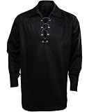 Men’s Scottish Ghillie Shirt – Lace-Up Long Sleeve, Medieval Renaissance Pirate Costume Top