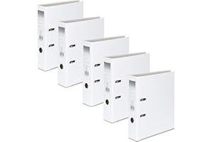 OFFICE CENTRE 5 x White A4 75mm Strong Premium Business Lever Arch Files Folders Metal Binder Bar Ring Document