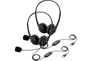S SMAZINSTAR USB Headset with Microphone for PC Laptop, Professional Headphones For Adult Kids Adjustable Noise Cancelling Business Office Computer Headsets for with In-Line Control (2 Set)