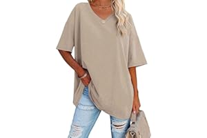 Famulily Women's Summer Casual V Neck Half Sleeve T Shirt Ladies Short Sleeve Oversized Baseball Tshirts Tunic Tops