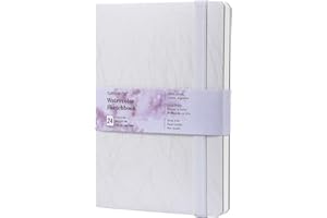 tumuarta Blocco da disegno quadrato ad acquerello, 300 g, 100% cotone, 19 x 13 cm, 24 fogli, grana fine, senza acidi, libro ad acquerello, taccuino da utilizzare come album da viaggio e blocco