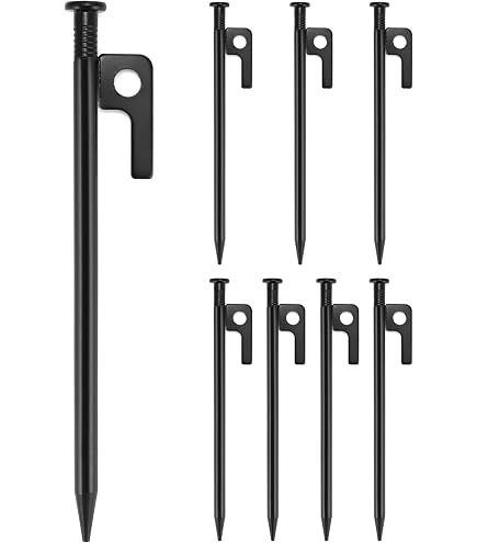 Lot 12 Piquets De Tente Acier 30 Cm – Piquets Longs Barbelés Robustes – Camping Plage Festival Sol Dur