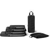 Amazon Essentials Ultralight Compression Zipper Luggage Organizers, 6 Pack, Black
