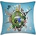 Produktbild Throw Pillow World Cushion Cover, Small Planet with Historical Famous Landmarks Around The World Vacation Travel Tour, Decorative Square Accent Pillow Case,Multicolor Size:16X16 Inches/40X40cm