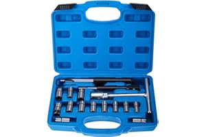 BOOMSTART 17pcs Diesel Injector Seat Cutter, Injector Seat Cleaning Kit, Professional Diesel Injector Seat Cutting Tool Injector Cleaner, Fuel Injector Carbon Remover Set