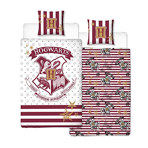 Harry-Potter-Wende-Bettwsche-Hogwarts-Wappen-2tlg-80x80cm-135x200cm-Baumwolle-Rot-wei