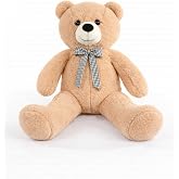 90 cm Rengarenk Papyonlu Peluş Ayıcık -% 100 YERLİ (Boz)