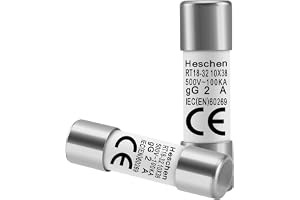 Heschen cylindrisk keramisk rörsäkring, RT18-32 (RO15), 10 x 38 mm, 2A 500V, CE, paket med 20