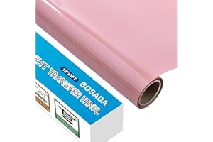 BOSADA Heat Transfer Vinyl 12" x 5ft PU Light Pink HTV Vinyl Iron on Vinyl for Cricut and DIY T-Shirt Clothing Hats Pillows Fabric