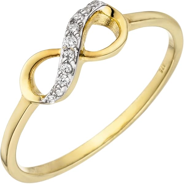 Jobo Damenring 14 Karat Gold – Mit 5 Diamanten, 0,025 Ct, In Hochwertiger Schmuckschachtel