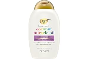 OGX Balsamo Damage Remedy + Coconut Miracle Oil, Balsamo capelli crespi idratante con Olio di Cocco, Trattamento districante capelli secchi, danneggiati o crespi con effetto districante, 385 ml
