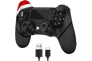YUYIU Aggiornamento Wireless Controller per Ps4 Remote Plays-tation 4/Slim/Pro/PC, Controllori con Doppio Vibrazione Shock Speaker, Jack per Cuffie Touch Pad Six Axis Motion Control (Luminoso Nero)