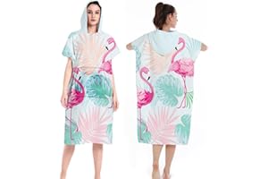 LOMTRATS Polaire Double Face avec Poches Cape de Surf à séchage Rapide Serviette de Change Peignoir à Capuche pour Femmes et Hommes Natation Plage Surf Plongée Bain à Domicile