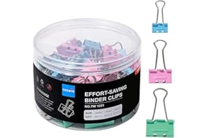 tenwin Binder Clips，80PCS Colored Metal Foldback Clips Effort-Saving Design Opens Easily, 3 Sizes Paper Clips File Paper Money Clamps for Office, School, Home - 32mm, 25mm, 19mm