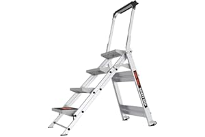 Distributor of Little Giant LTD Leitern, Sicherheitsschritt, 4-stufig, Modell 10410BAEN 150 kg, Aluminium Tritthocker mit Handlauf
