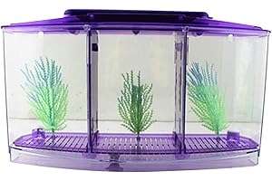 NCONCO Betta Bow Acquario Serbatoio Acrilico Pesce con 6 LED (3 scomparti)