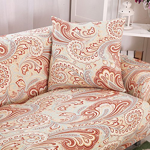 HYSENM Sofabezug Universal Stretch Weich Elastisch Farbecht Hautfreundlich Rutschfest Anti-Pilling Unempfindlich Sofaüberwurf 1-Sitzer 2-Sitzer 3-Sitzer 4-Sizter Sofahusse, Orange, 145-185cm - 3