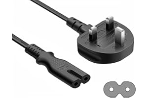 BYDT 2 metres Fig 8 AC Power Cable, IEC C7 Mains Power Lead, 2 Pin Universal UK Plug Power Cord for PS4, PC Monitors, Computer, Printer, Smart TV Monitor, Printer,