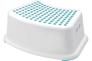 ADMOS Plastic Child Foot Step Stool Anti-Slip Cover on Top With For Children kids with a Max. Weight of 77 lb (Blue/White)