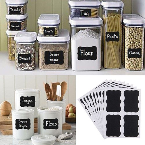 Gemini _ Mall® Kreidetafel Etiketten Kit ~ 36 x Aufkleber in 3 verschiedenen trendigen Designs ~ perfekt für Marmeladengläser, Bier, Wein, Speicherung und mehr - 2