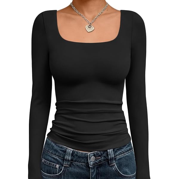 Kissfix Women's Long Sleeve Henley Top - Ribbed Knit Blouse For Fall, Casual Going Out Tops, Black, Small - View #10