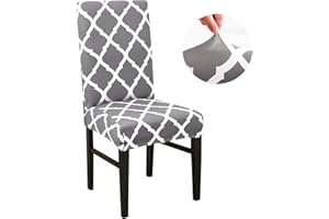 OKYUK Chair Covers, Dining Chair Covers Set of 4/6,Elastic Chair Protector Stretch Removable Washable Seat Covers for Dining Room Wedding Banquet Party Decoration (Gray, 6)