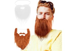 JEYORZY 2 piezas Barba falsa para fiesta, bigotes falsos, divertido autoadhesivo, falsas barbas bigotes divertidos barba accesorios divertidos para traje disfraz Halloween suministros de fiesta