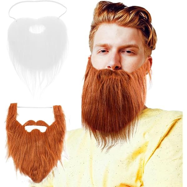 Set Barba Finta, Baffi E Sopracciglia Gialli Autoadesivi – Pelliccia Sintetica Di Volpe, Per Carnevale, Cosplay E Feste A Tema, Accessori Divertenti Unisex